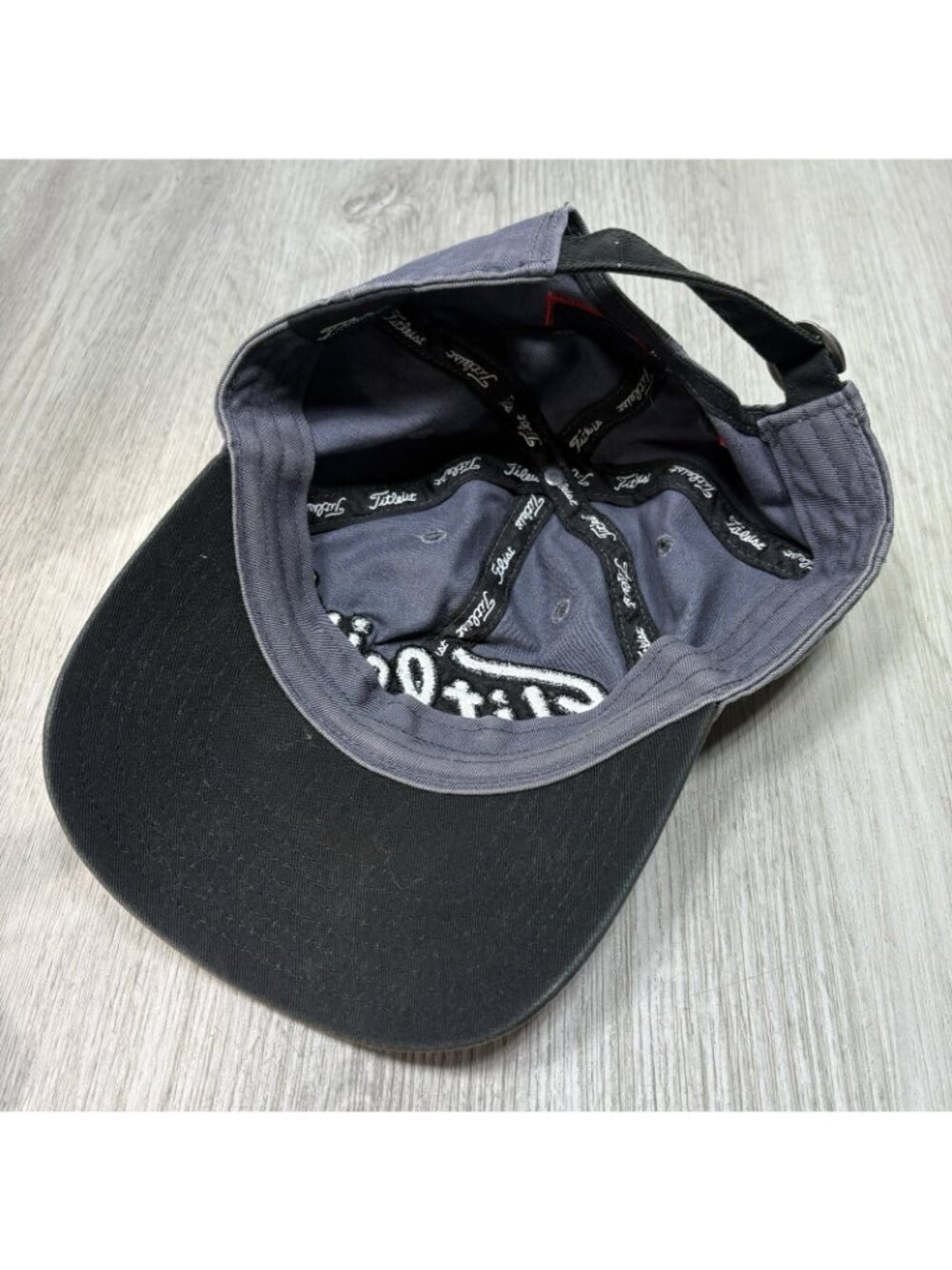 Titleist FJ FootJoy Pro V1 Golf Embroidered Logo StrapBack Hat- Gray - Picture 6 of 6